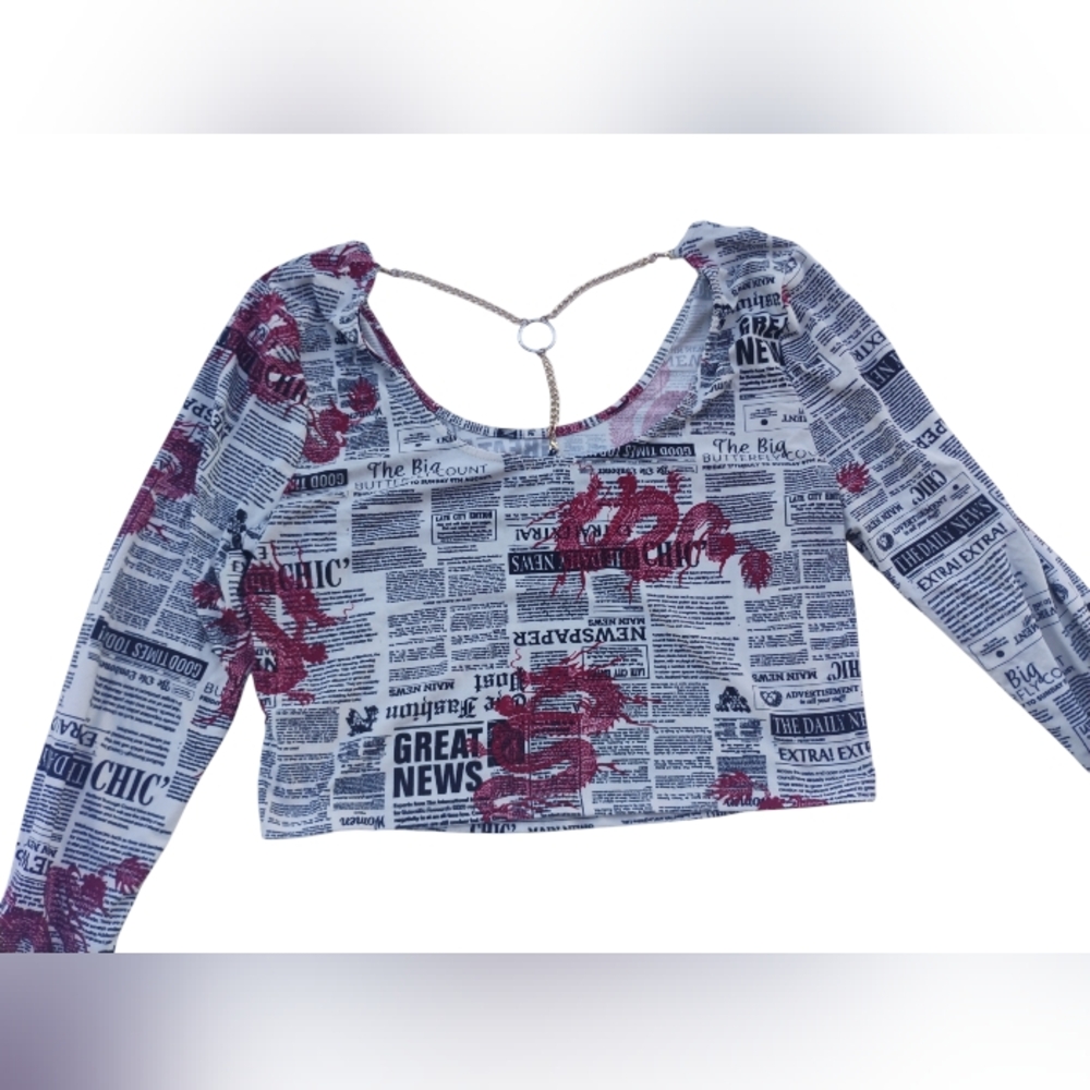 Derek Heart Blue Crop Cut Out Blouse